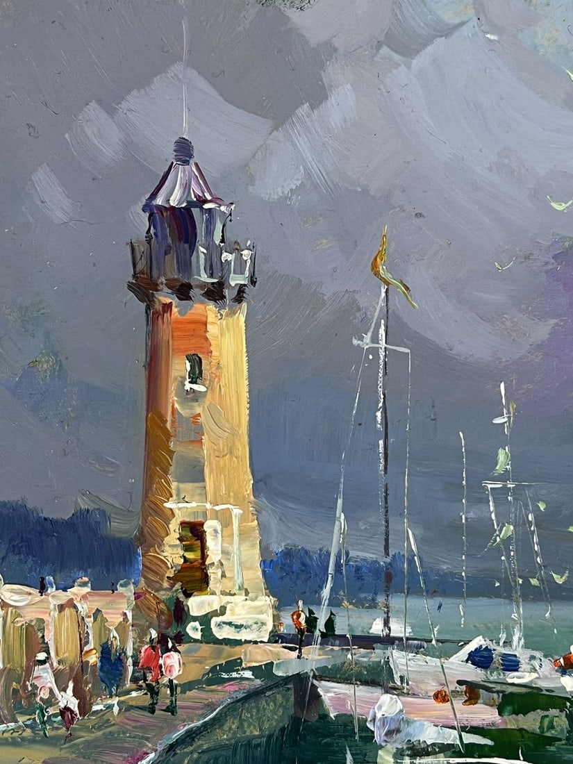 Oil painting Ships Moored at the Lighthouse Yuriy Suprunchuk - 6