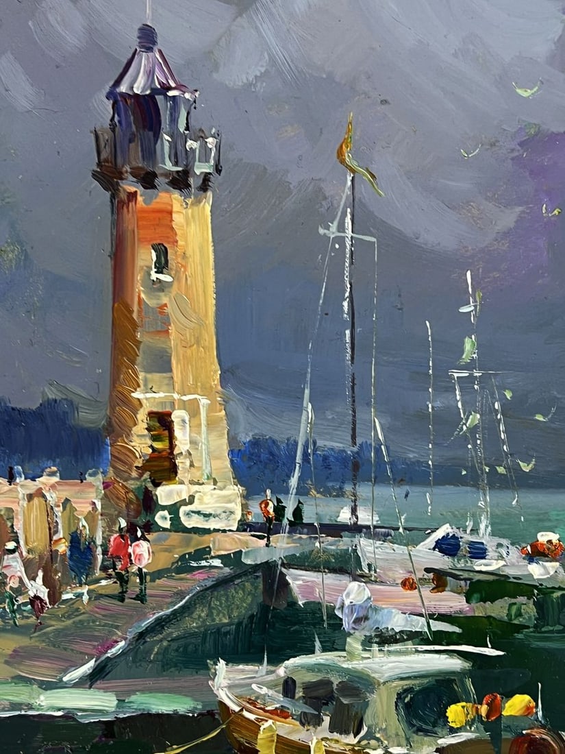 Oil painting Ships Moored at the Lighthouse Yuriy Suprunchuk - 8