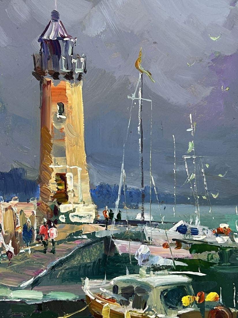 Oil painting Ships Moored at the Lighthouse Yuriy Suprunchuk - 9