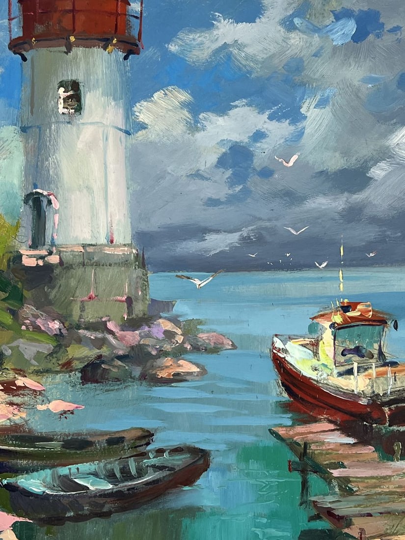 Oil painting Lighthouse by the Calm Sea Yuriy Suprunchuk - 10