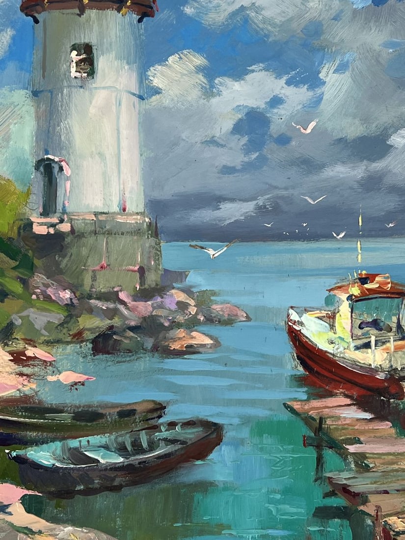 Oil painting Lighthouse by the Calm Sea Yuriy Suprunchuk - 11