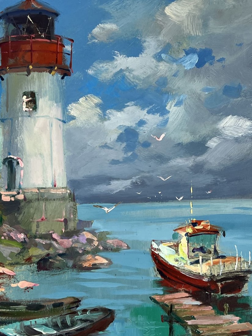 Oil painting Lighthouse by the Calm Sea Yuriy Suprunchuk - 8