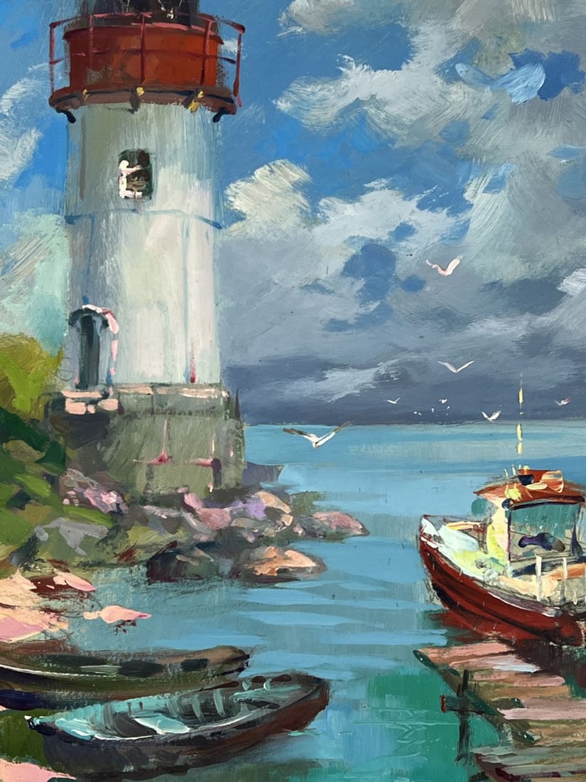 Oil painting Lighthouse by the Calm Sea Yuriy Suprunchuk - 9