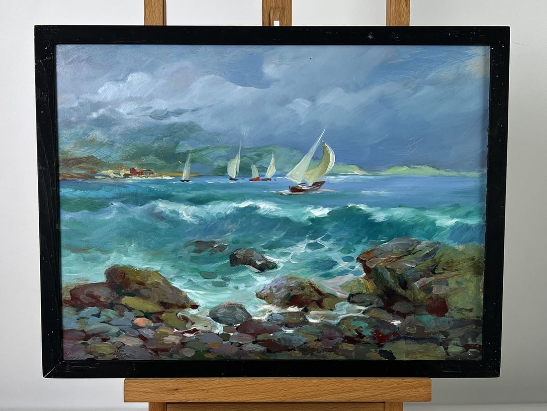 Oil painting The Beginning of a Storm at Sea Yuriy Suprunchuk: №AAA6566*** ABOUT THIS PAINTING **** TITLE: "The Beginning of a Storm at Sea"* ARTISTS: Yuriy Suprunchuk* SIZE: 30x40 cm/11.81x15.74 inches'* MEDIUM: oil, hardboard* HAND PAINTED: Original