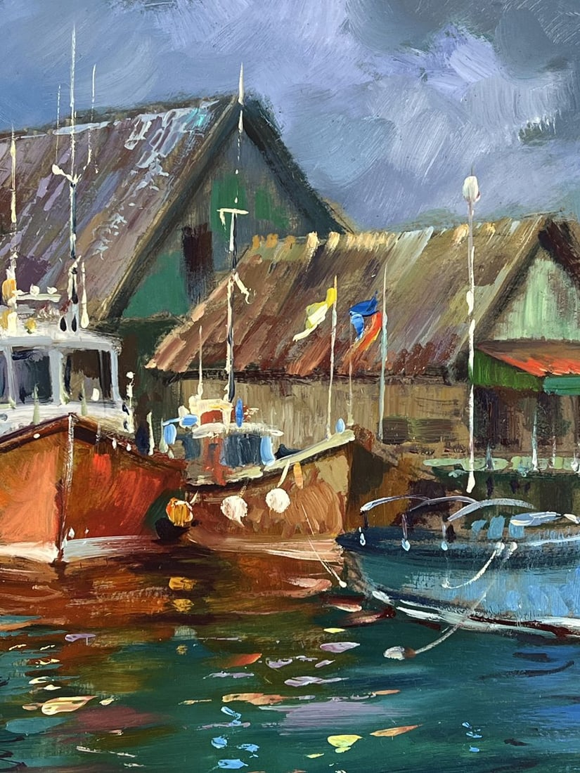 Oil painting Pier for fishing boats at sea Yuriy Suprunchuk - 10