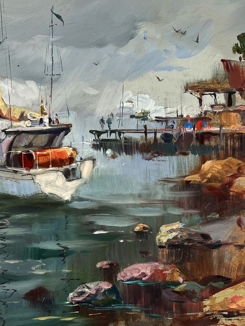 Oil painting Sea Harbor Before the Storm Yuriy Suprunchuk - 10