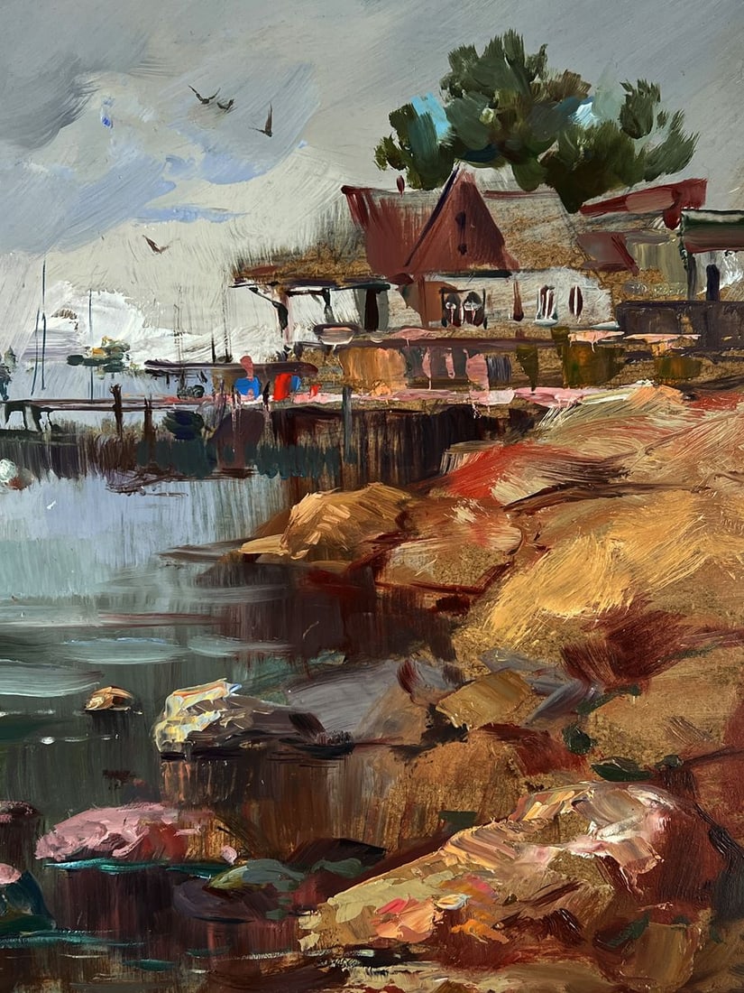 Oil painting Sea Harbor Before the Storm Yuriy Suprunchuk - 11