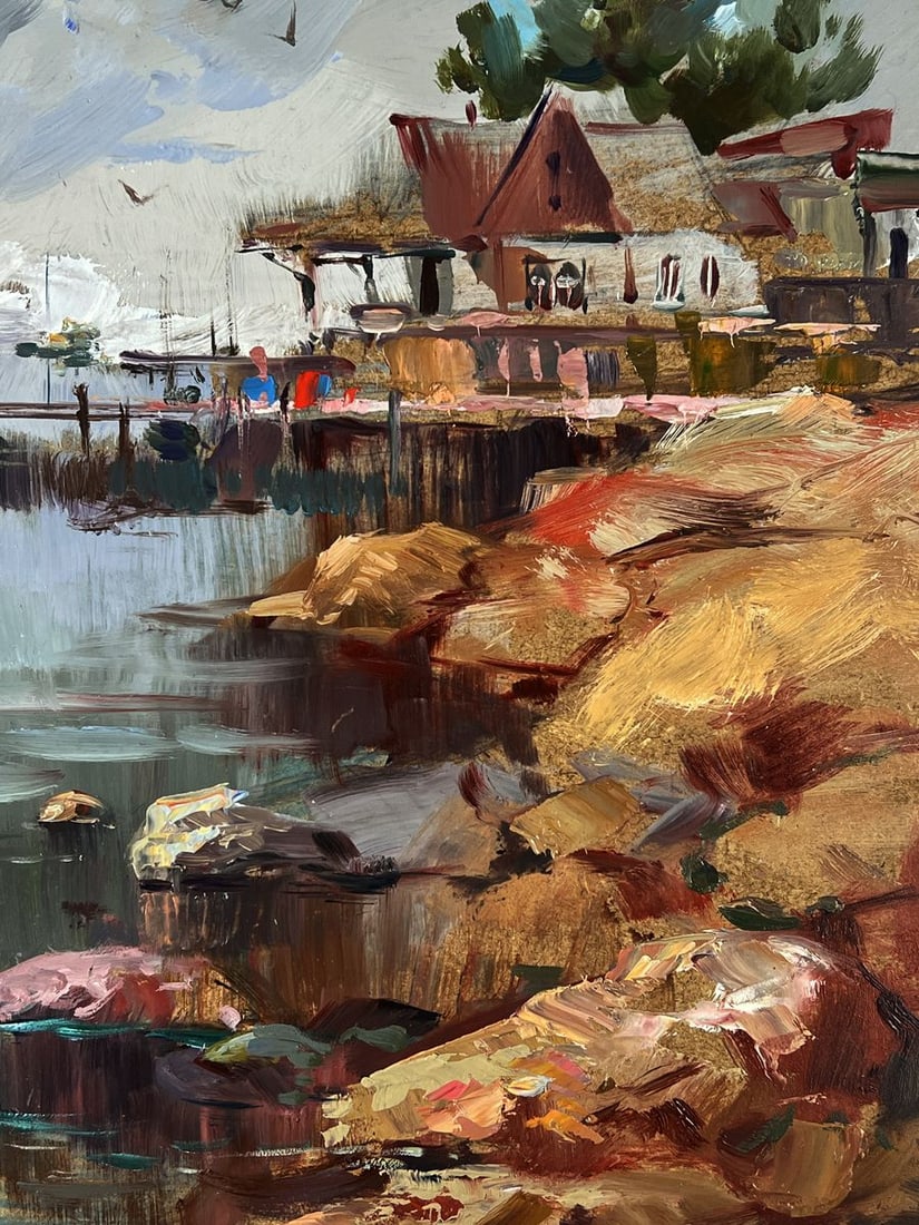 Oil painting Sea Harbor Before the Storm Yuriy Suprunchuk - 2