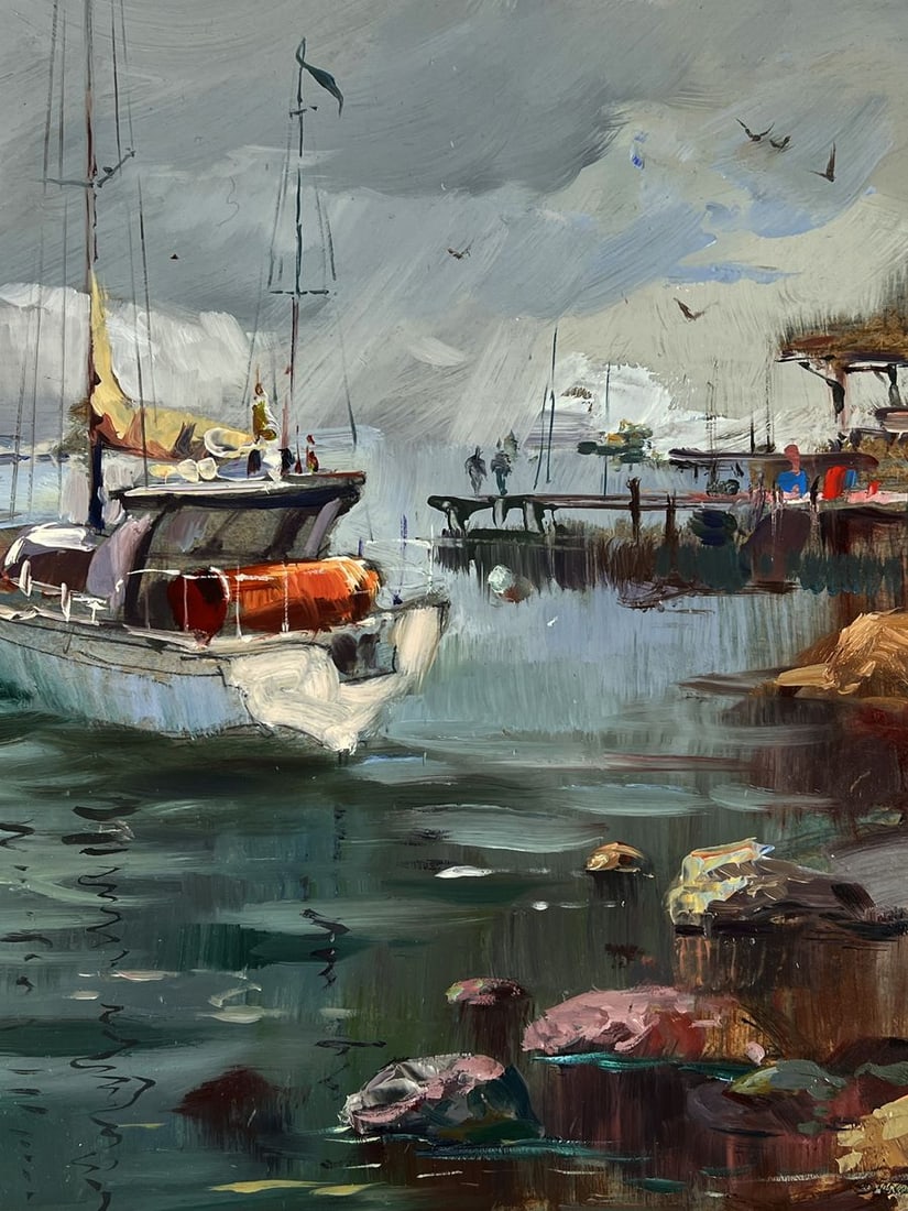 Oil painting Sea Harbor Before the Storm Yuriy Suprunchuk - 8