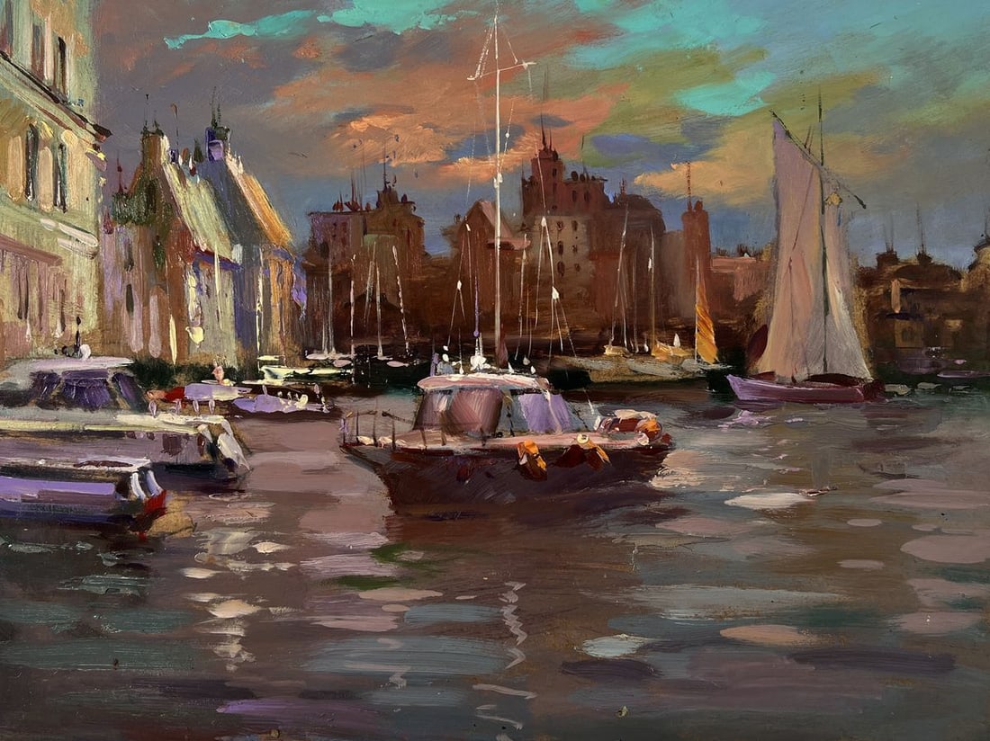 Oil painting City sailboats Yuriy Suprunchuk - 4