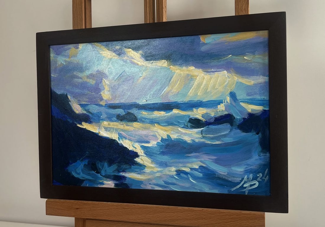 Acrylic painting Sun rays through the clouds Mykhailo Patskan - 5