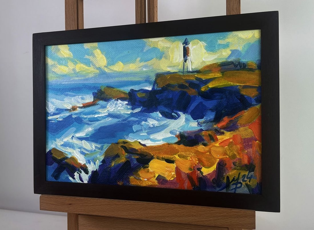 Acrylic painting Lighthouse on a rocky seashore Mykhailo Patskan - 5