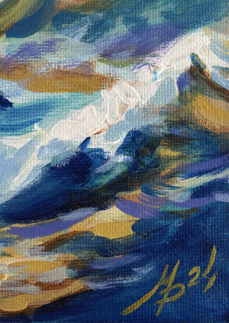 Acrylic painting Sailboat in a stormy sea Mykhailo Patskan - 3