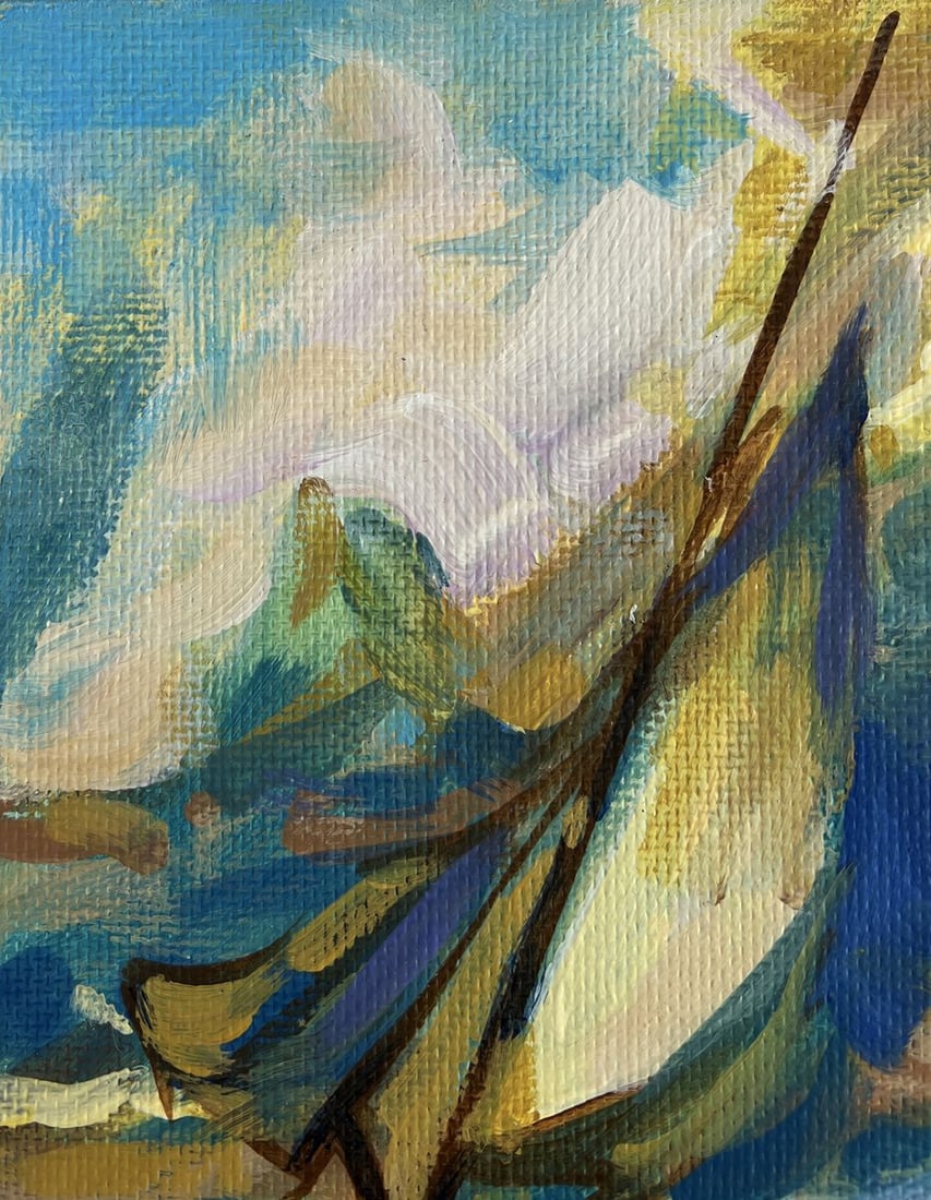 Acrylic painting Sailboat in a stormy sea Mykhailo Patskan - 8