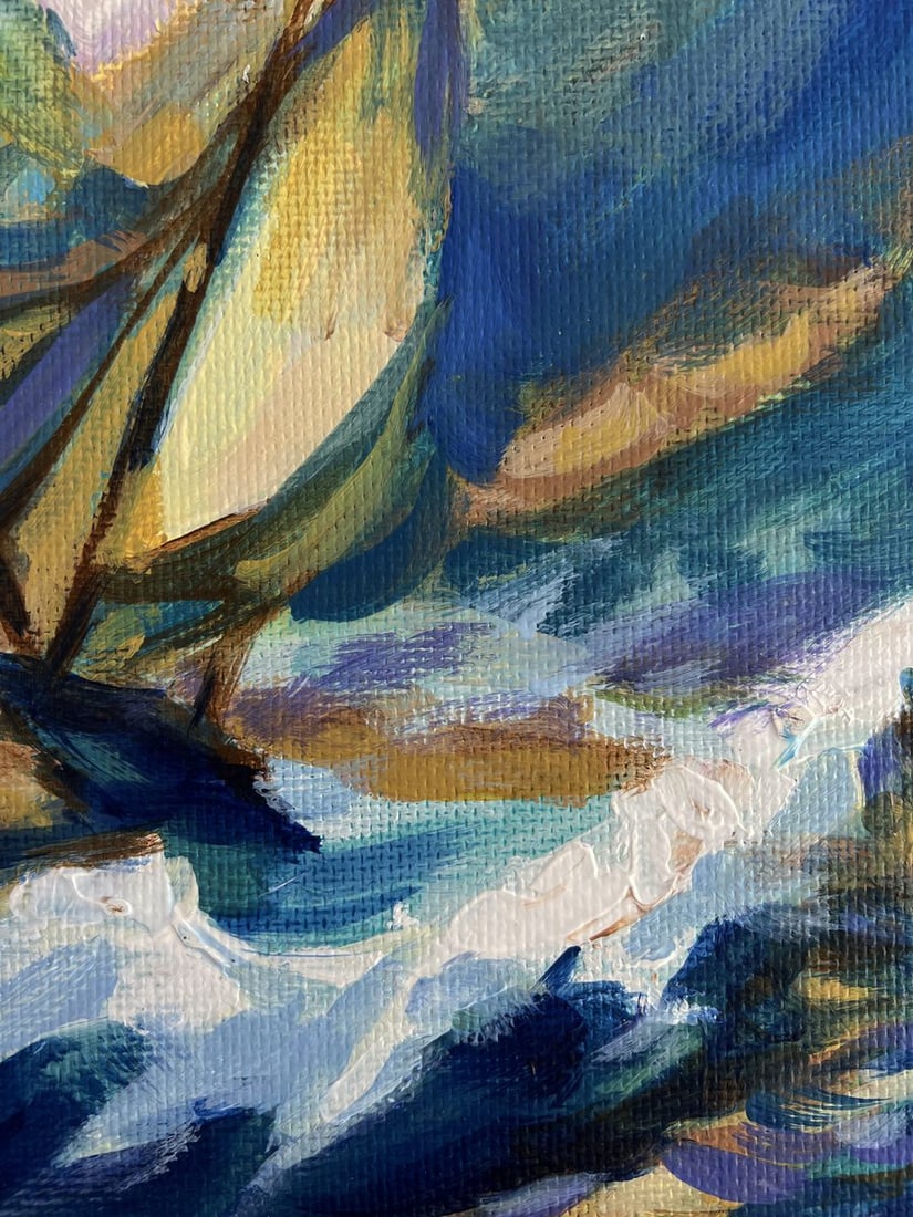 Acrylic painting Sailboat in a stormy sea Mykhailo Patskan - 9