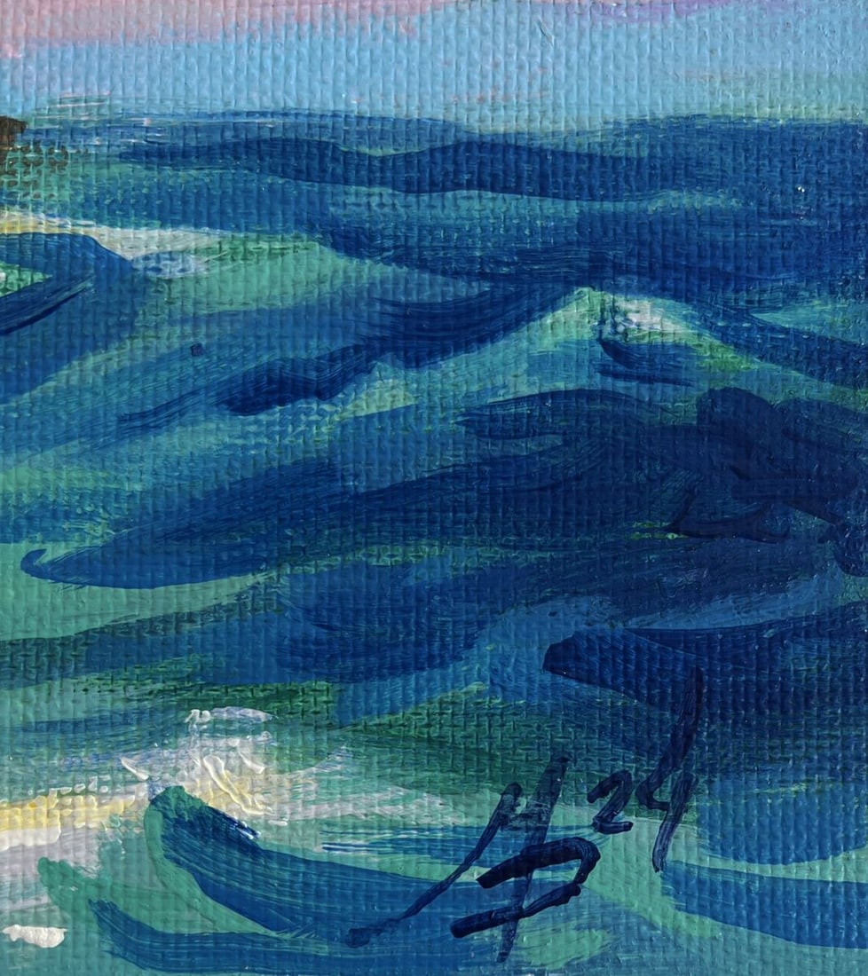 Acrylic painting Admire the sunset at sea Mykhailo Patskan - 3
