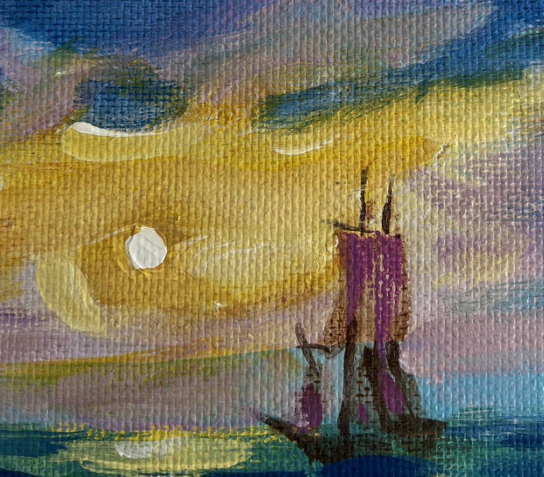 Acrylic painting Admire the sunset at sea Mykhailo Patskan - 8