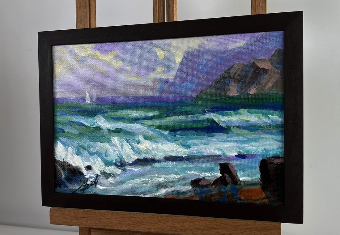 Acrylic painting Evening breeze over the sea Mykhailo Patskan - 5