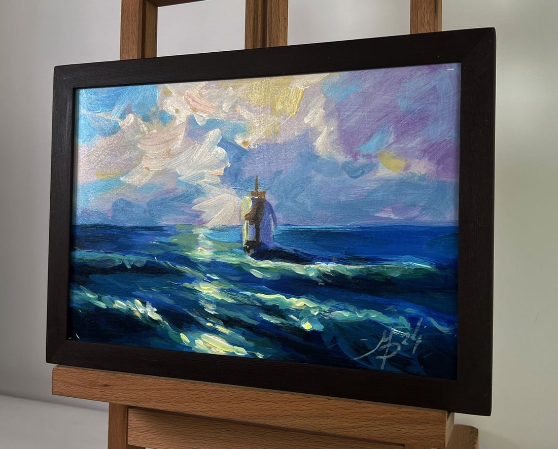 Acrylic painting Like an angel in the sea Mykhailo Patskan - 5