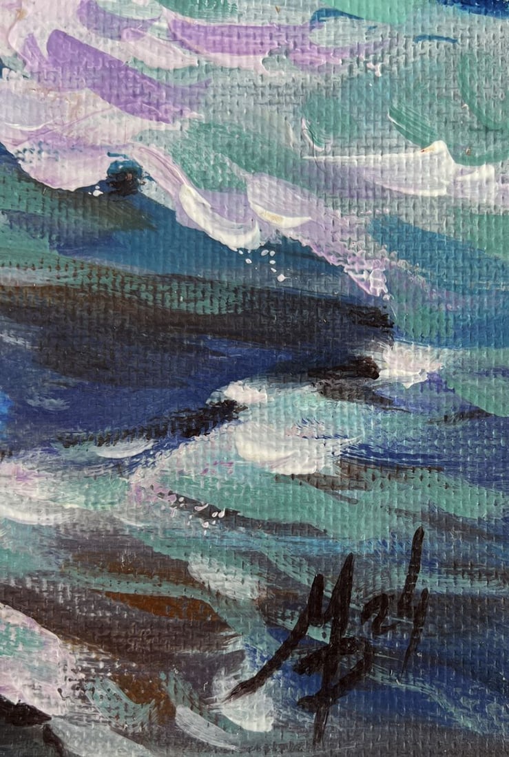 Acrylic painting Raging sea waves Mykhailo Patskan - 3