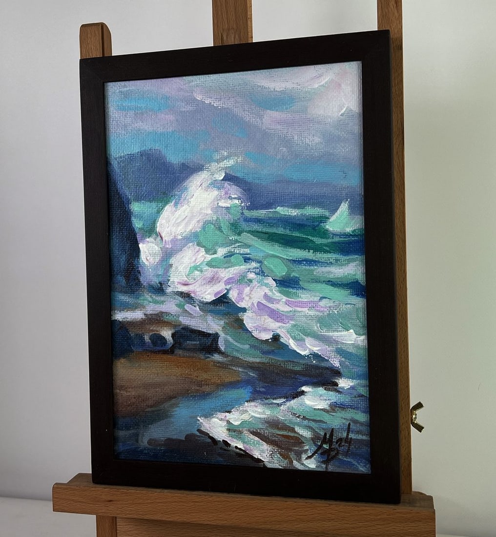 Acrylic painting Raging sea waves Mykhailo Patskan - 5