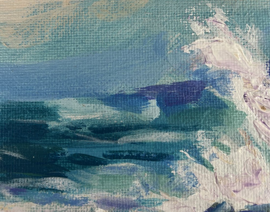 Acrylic painting White foam on dark cliffs Mykhailo Patskan - 8