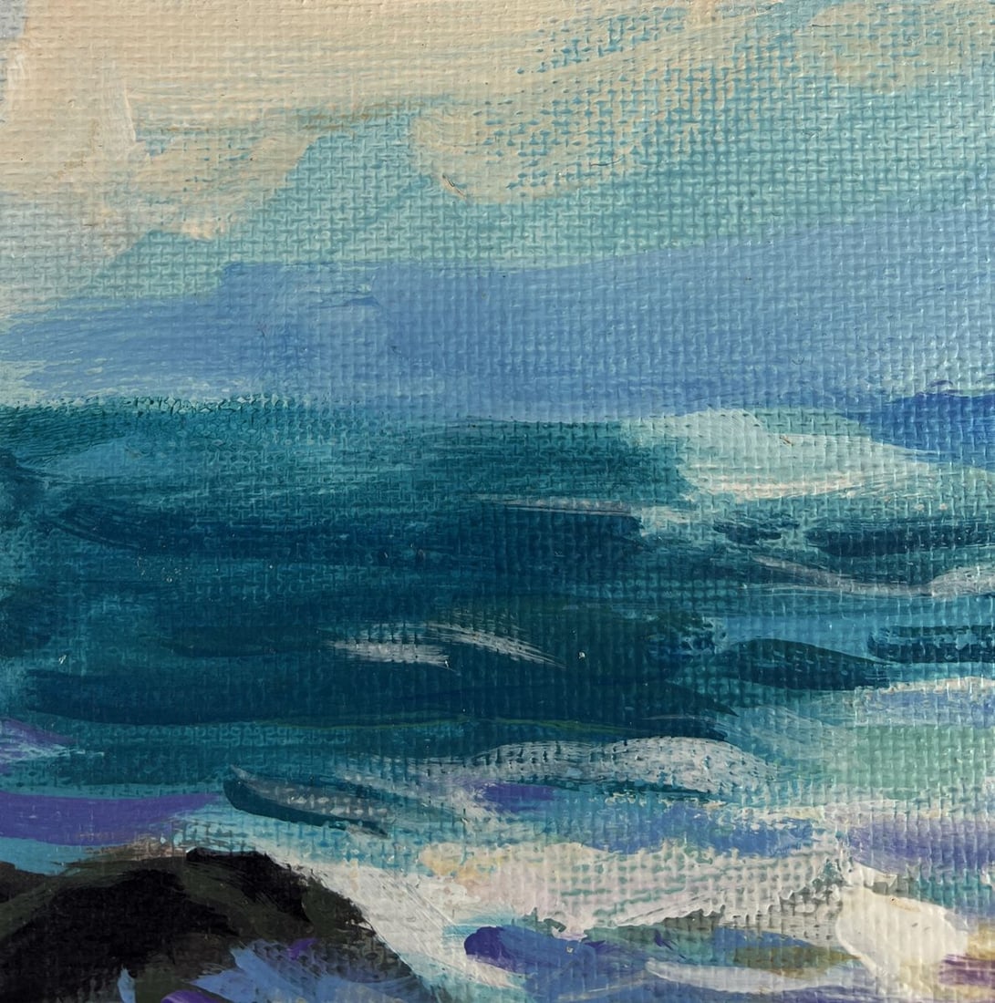 Acrylic painting White foam on dark cliffs Mykhailo Patskan - 9