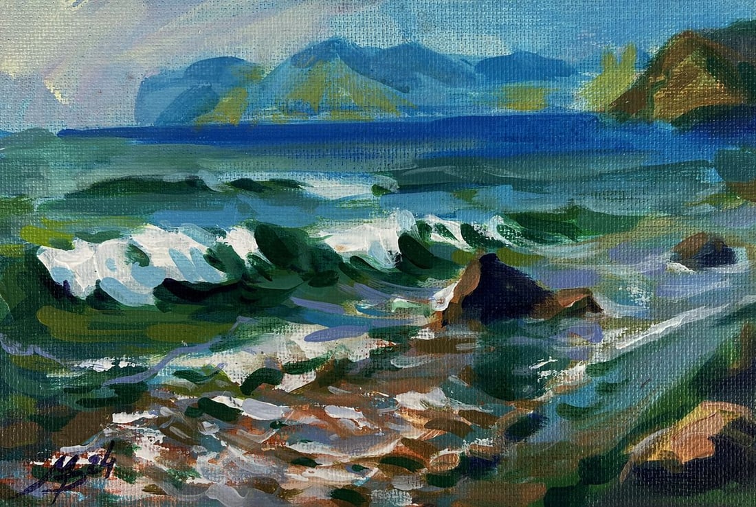 Acrylic painting Stormy waves Mykhailo Patskan - 6