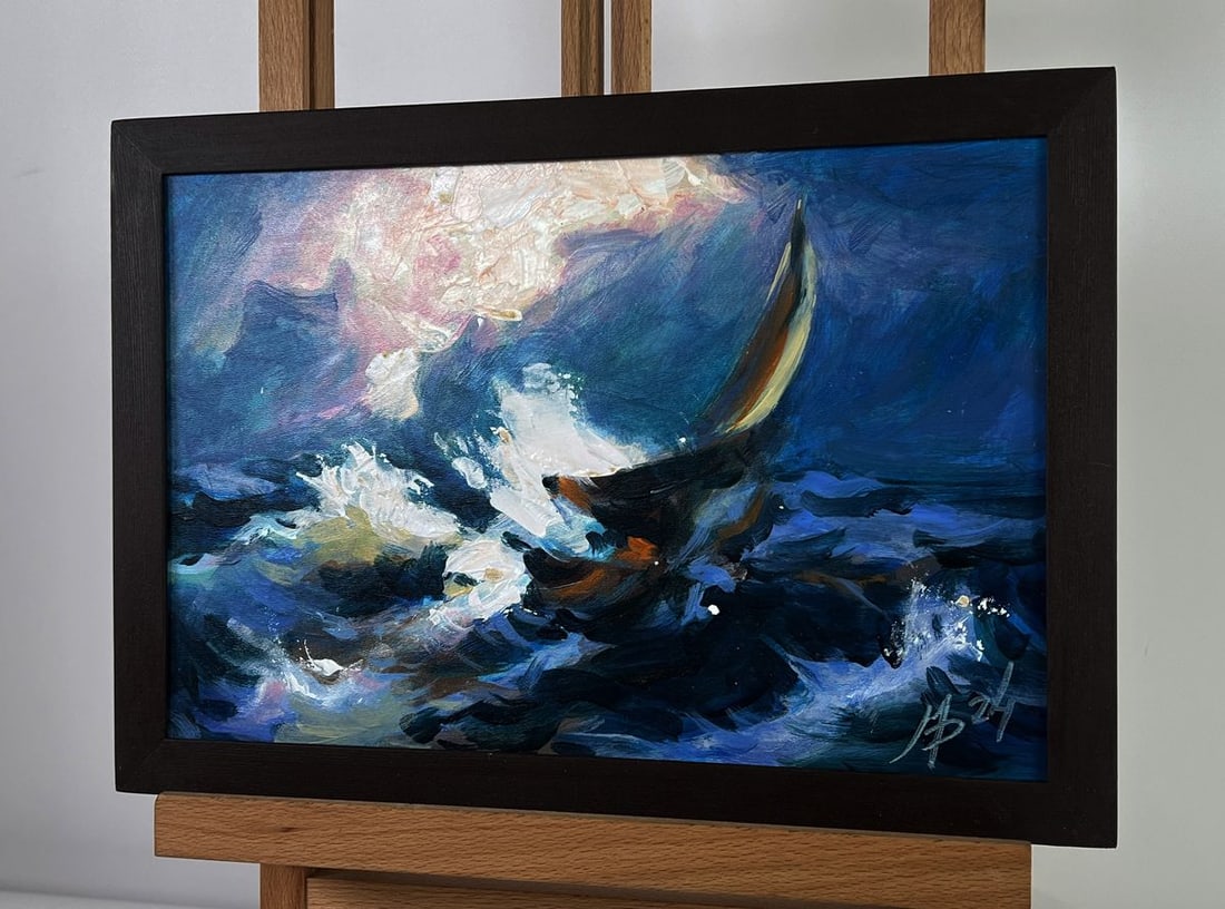 Acrylic painting Fighting the waves Mykhailo Patskan - 5
