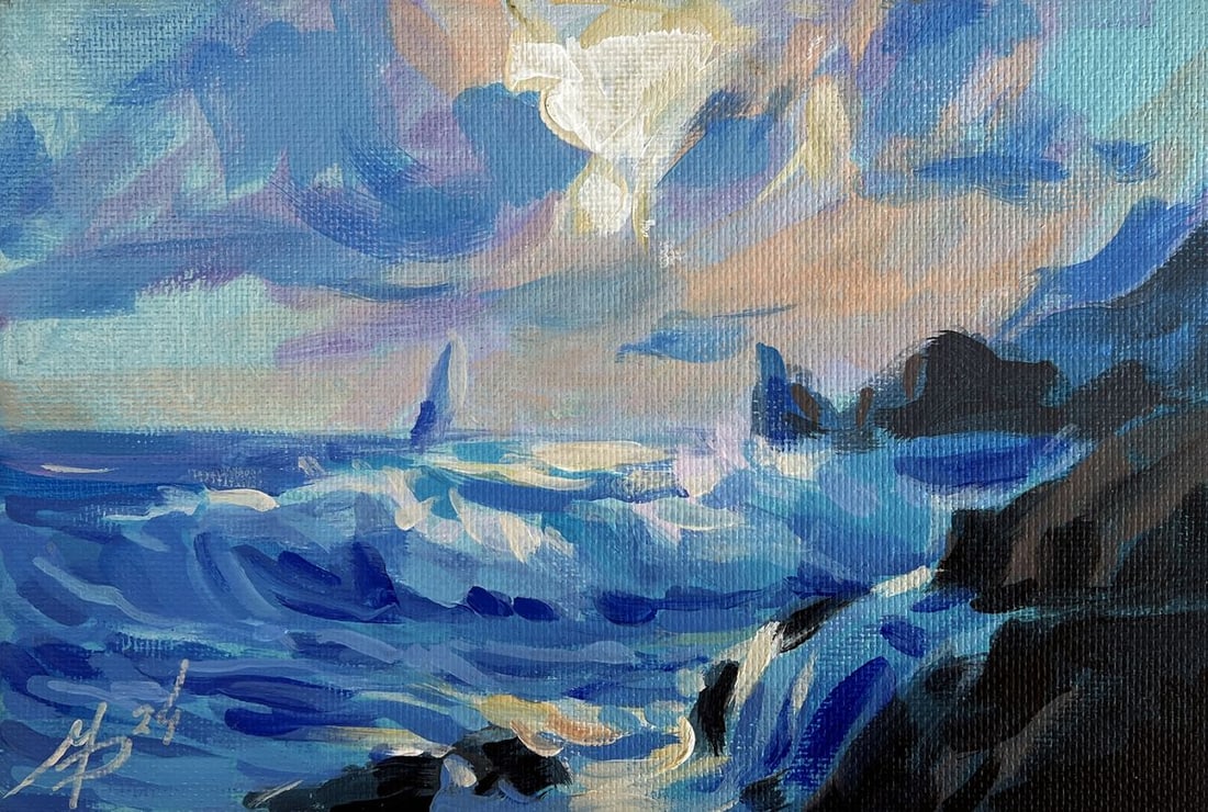 Acrylic painting Great water element Mykhailo Patskan - 6