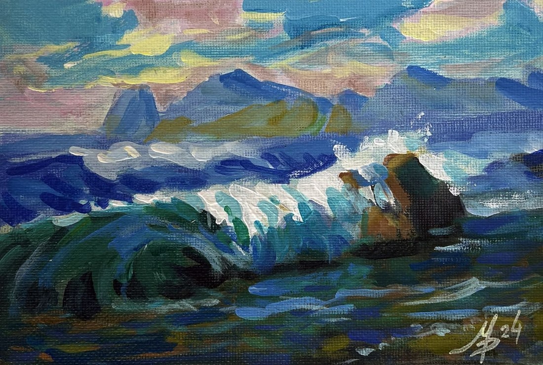 Acrylic painting Sea wavy breeze Mykhailo Patskan - 6