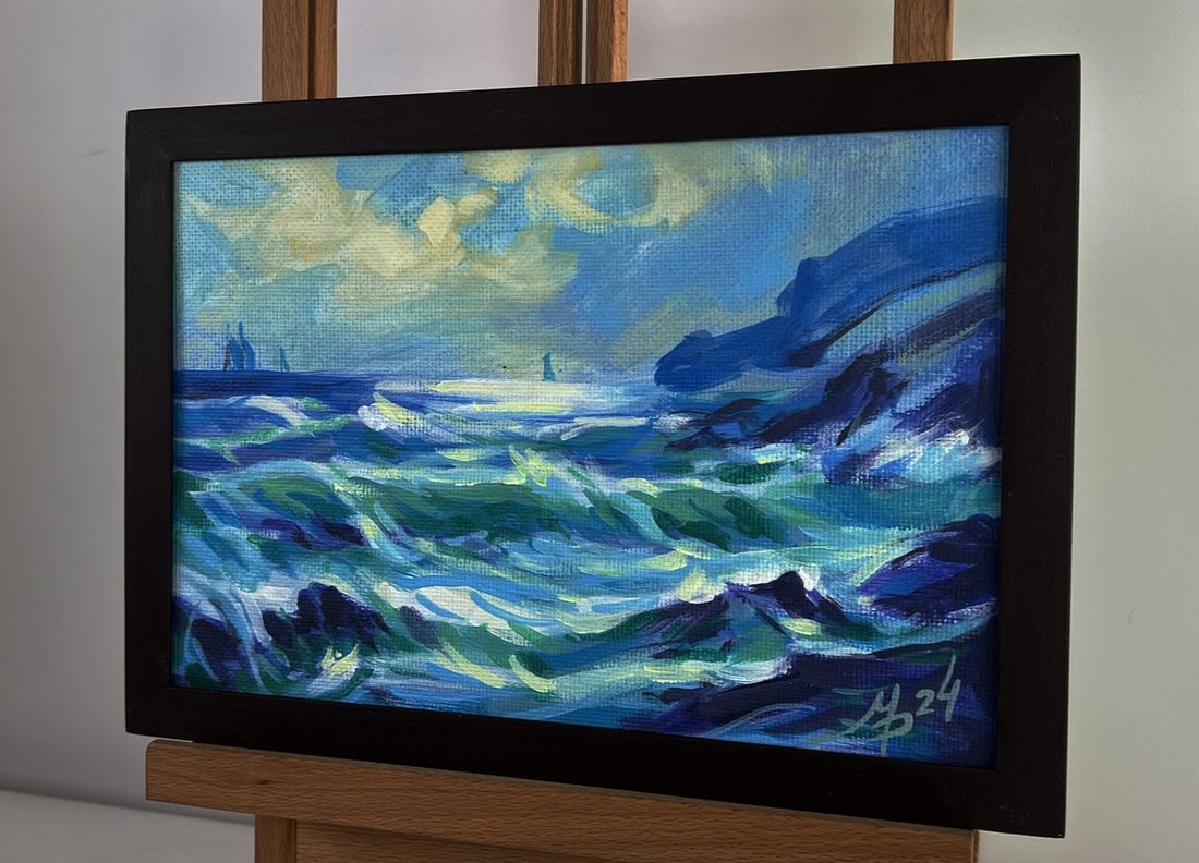 Acrylic painting A sea storm is beginning Mykhailo Patskan - 5
