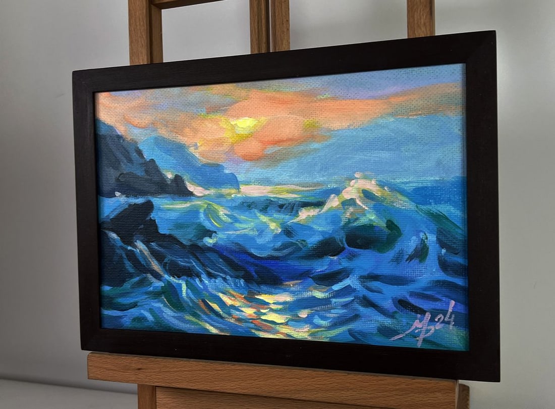 Acrylic painting Gentle waves at sunset Mykhailo Patskan - 5