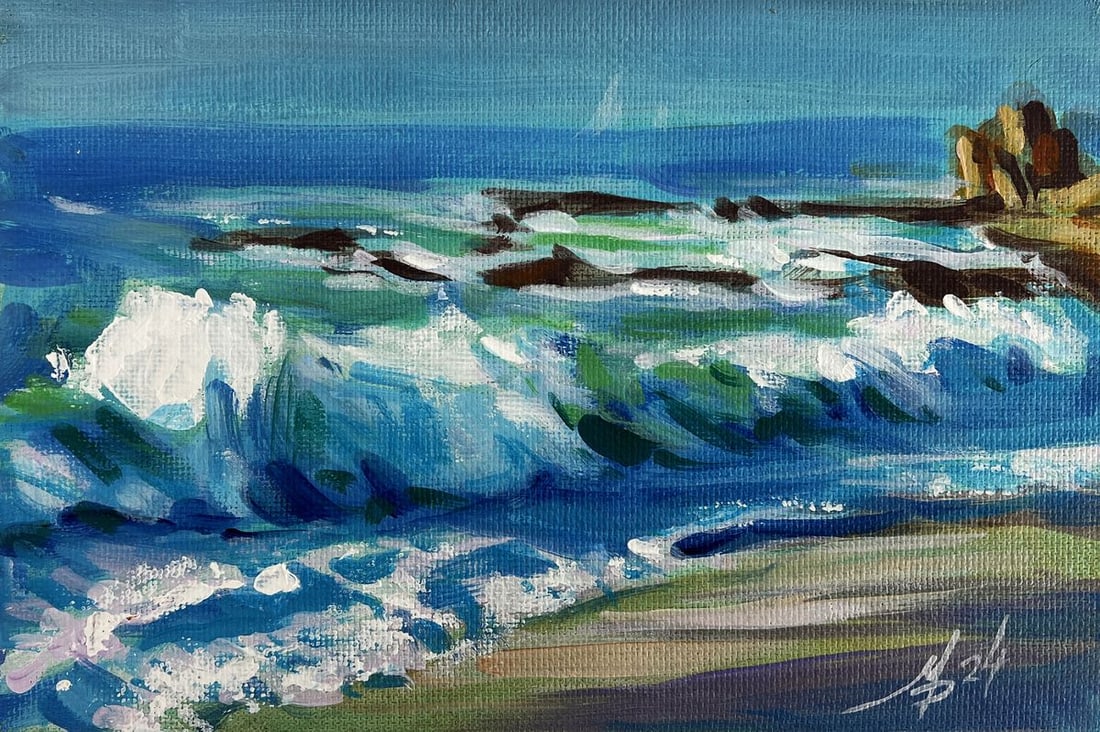 Acrylic painting Sea waves on the shore Mykhailo Patskan - 6