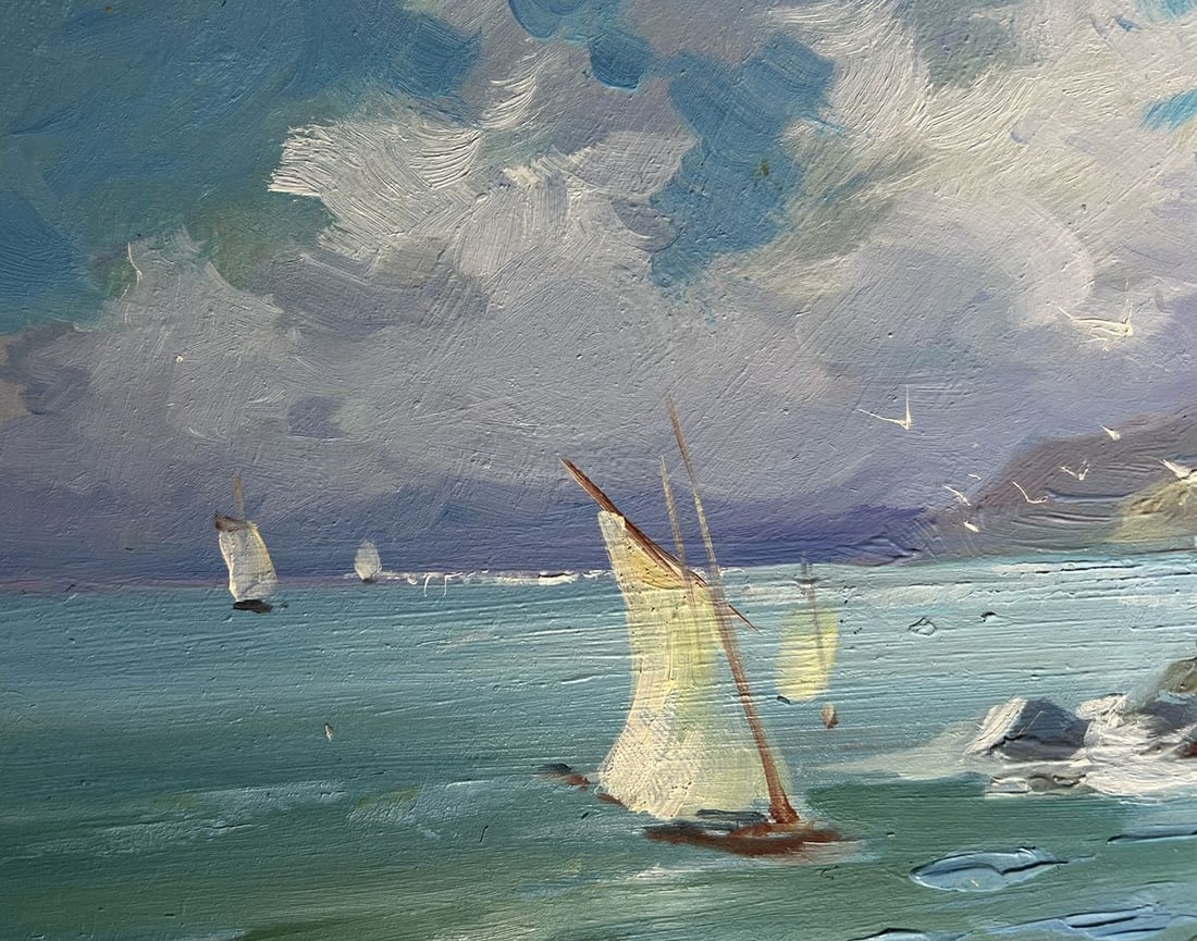 Oil painting Seagulls and rocky shore in the sea Yuriy Suprunchuk - 10