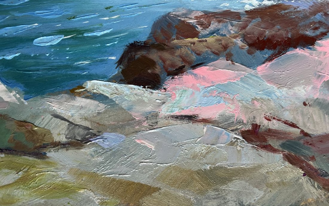Oil painting Seagulls and rocky shore in the sea Yuriy Suprunchuk - 8