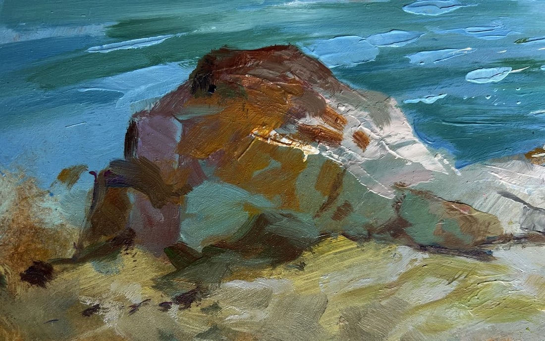 Oil painting Seagulls and rocky shore in the sea Yuriy Suprunchuk - 9