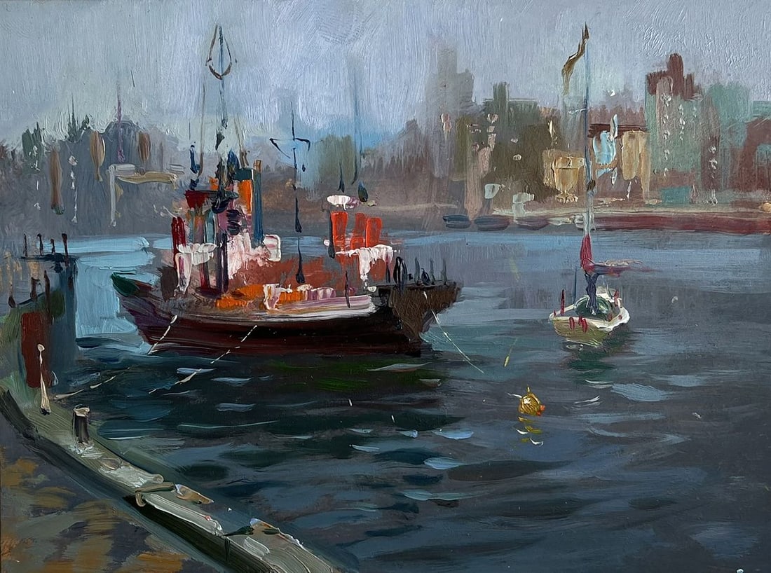 Oil painting Ship at the pier Yuriy Suprunchuk - 4