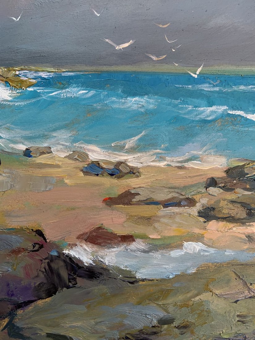 Oil painting White seagulls on the seashore Yuriy Suprunchuk - 11