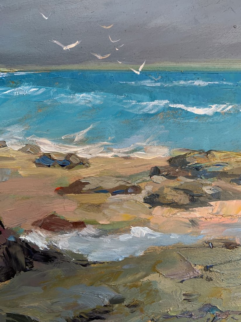 Oil painting White seagulls on the seashore Yuriy Suprunchuk - 2