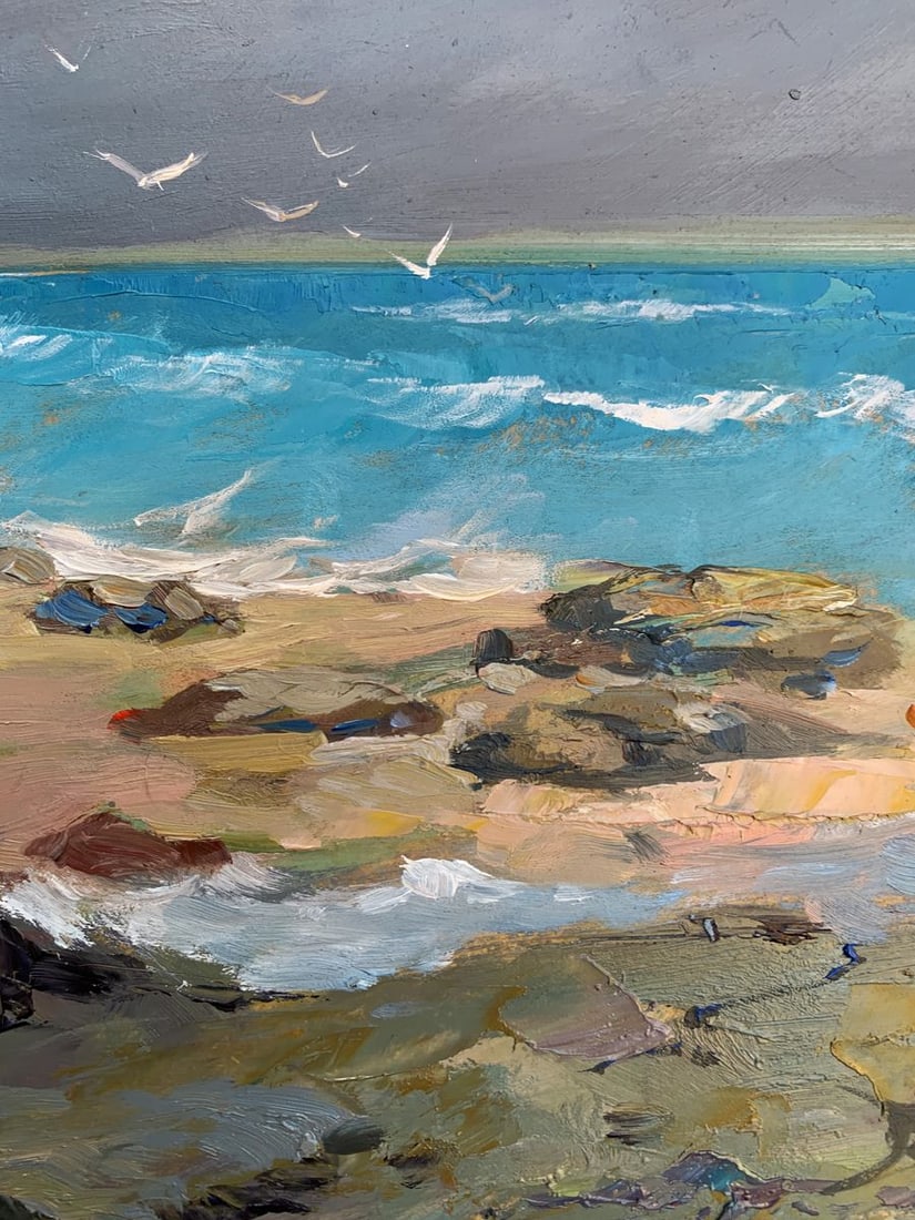 Oil painting White seagulls on the seashore Yuriy Suprunchuk - 3