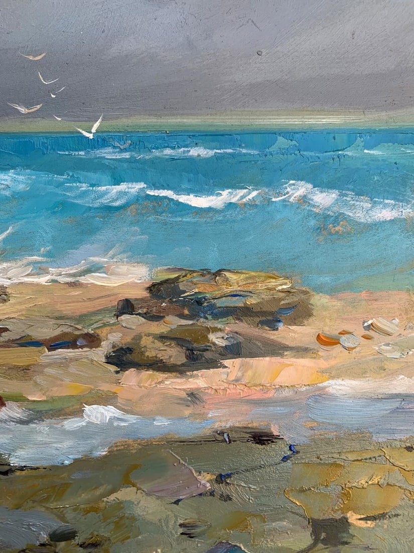 Oil painting White seagulls on the seashore Yuriy Suprunchuk - 4