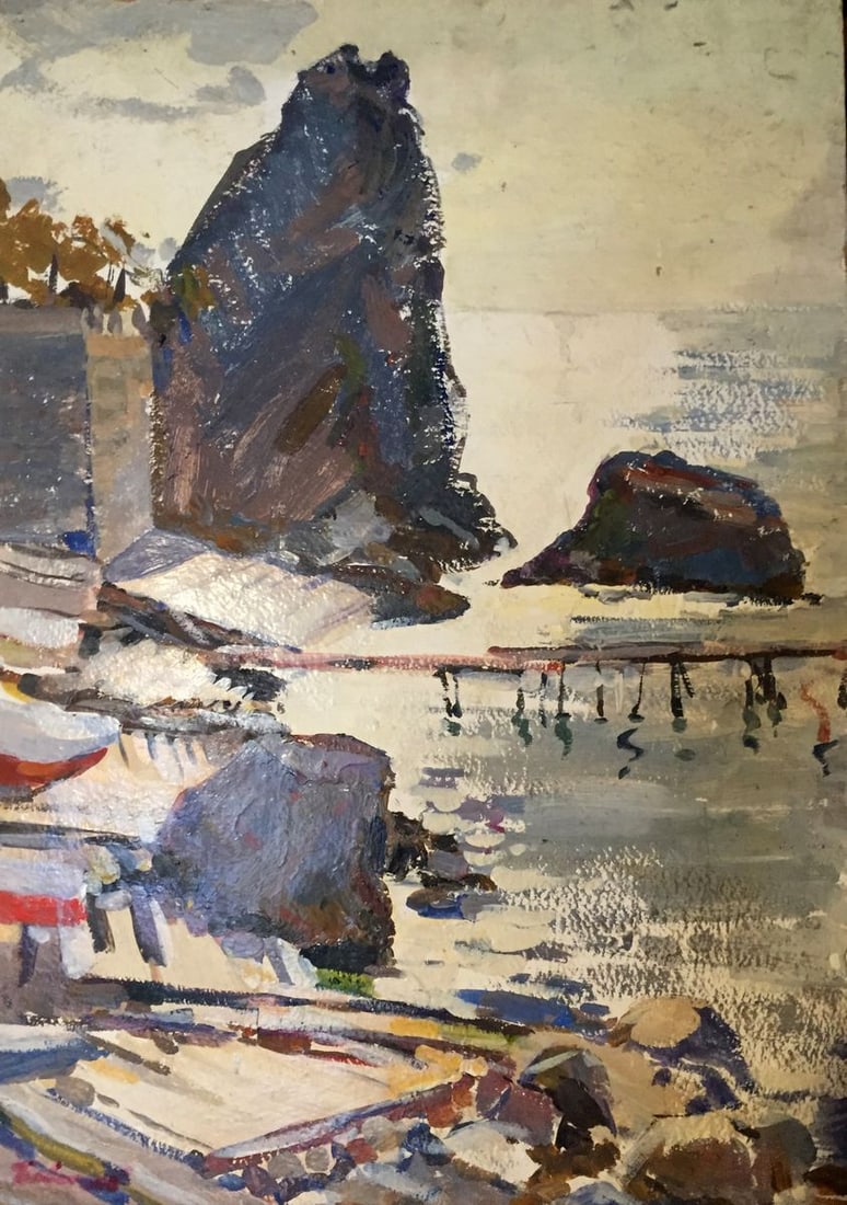 Oil painting It's a nasty day: №GS 56 *** ABOUT THIS PAINTING *** * TITLE: "It's a nasty day" * SIZE: 70x50cm/'27,55x19,68 inches' * MEDIUM: oil, cardboard * HAND PAINTED: Original painting from our collection We offer frames