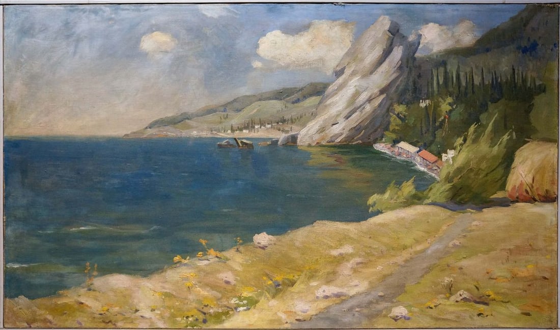 Oil painting Landscape: №Verns 891 *** ABOUT THIS PAINTING *** * TITLE: "Landscape" * ARTISTS: Unknown artist * SIZE: 70x120 cm/'27.55x47.24 inches' * MEDIUM: oil, canvas * HAND PAINTED: Original painting from our coll