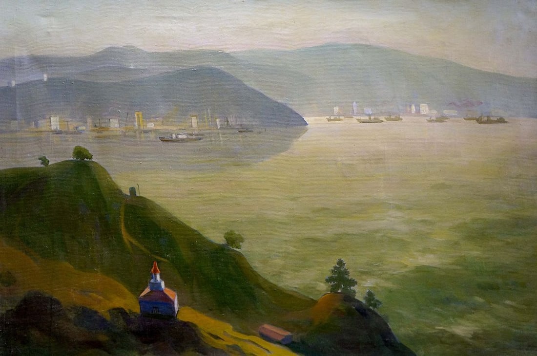 Oil painting Odessa landscape: №Verns 912 *** ABOUT THIS PAINTING *** * TITLE: "Odessa landscape" * ARTISTS: Unknown artist * SIZE: 107x73 cm/'42.12x28.74 inches' * MEDIUM: oil, canvas * HAND PAINTED: Original painting from