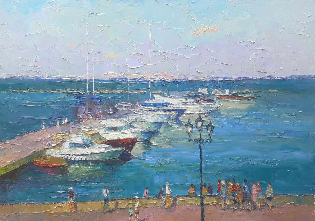 Oil painting Odessa Yachts Serdyuk Boris Petrovich: №SERB 711 *** ABOUT THIS PAINTING *** * TITLE: "Odessa Yachts" * ARTISTS: Serdyuk Boris Petrovich * SIZE: 50x70 cm/'19,68x27,55 inches' * MEDIUM: oil, cardboard * HAND PAINTED: Original painting