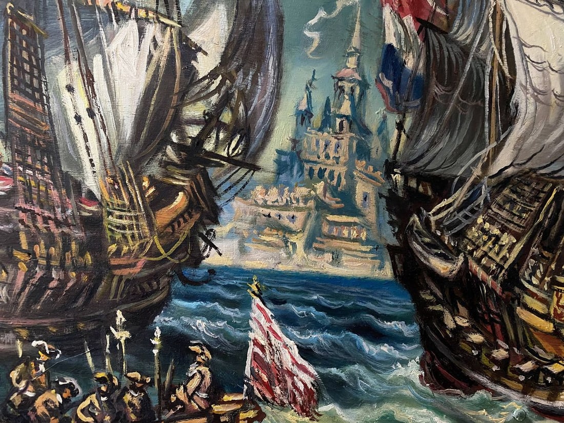 Oil painting 18th century ships Alexander Arkadievich Litvinov - 11