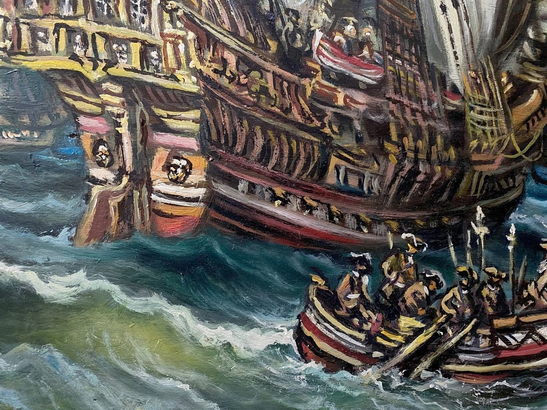 Oil painting 18th century ships Alexander Arkadievich Litvinov - 12