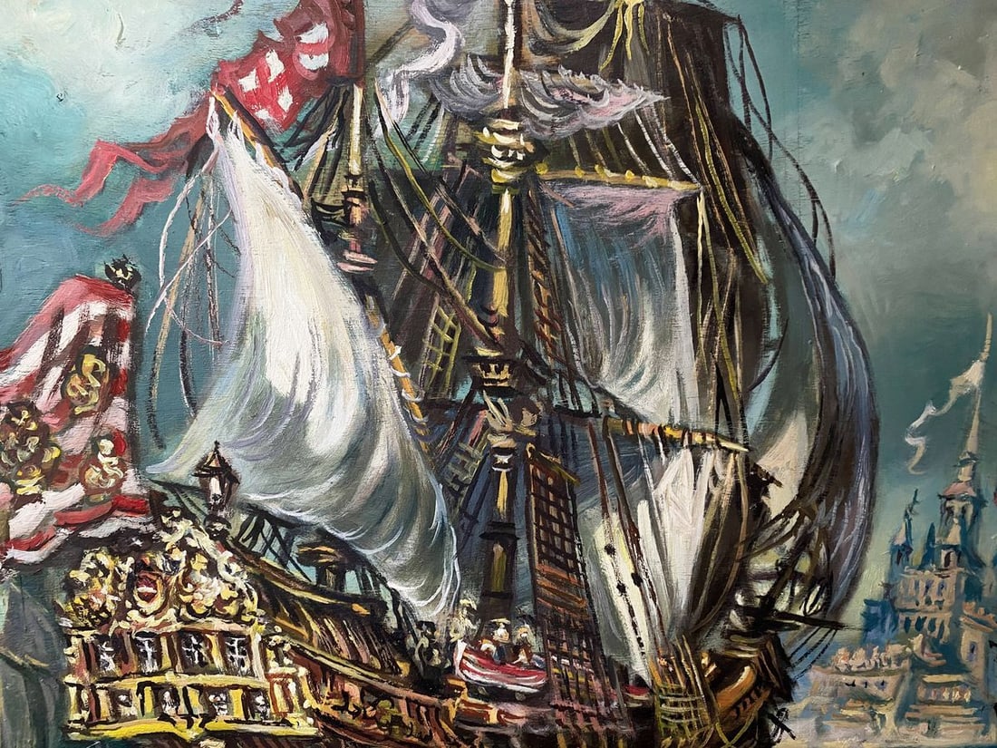 Oil painting 18th century ships Alexander Arkadievich Litvinov - 9