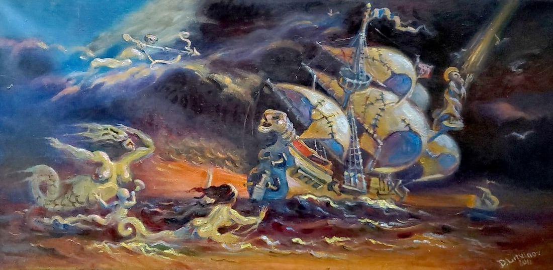 Oil painting The Temptation of St. Anthony Litvinov Daniil Olegovich: №Litv 1115 *** ABOUT THIS PAINTING *** * TITLE: "The Temptation of St. Anthony" * ARTISTS: Litvinov Daniil Olegovich * SIZE: 82x41 cm/'32.28x16.14 inches' * MEDIUM: oil, canvas * HAND PAINTED: